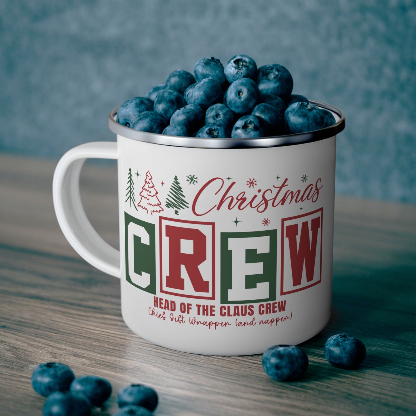 Christmas Crew Enamel Camping Mug – Festive Family Holiday Campfire Cup