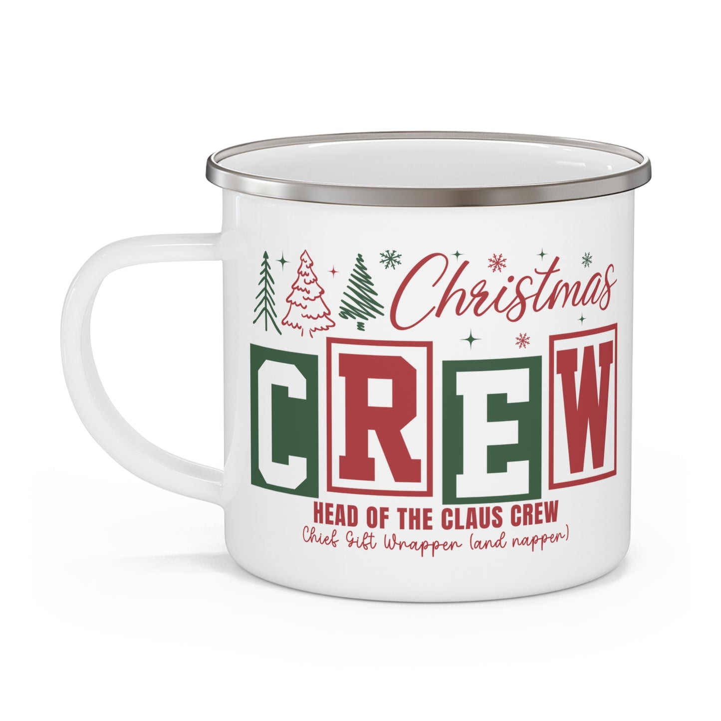 Christmas Crew Enamel Camping Mug – Festive Family Holiday Campfire Cup
